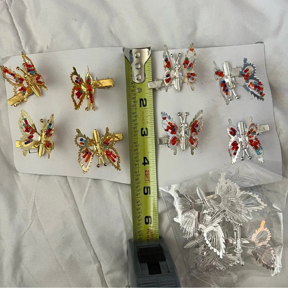 Set of 18 Brand New Metallic Beaded Butterfly Hair Clips - Picture 3 of 10